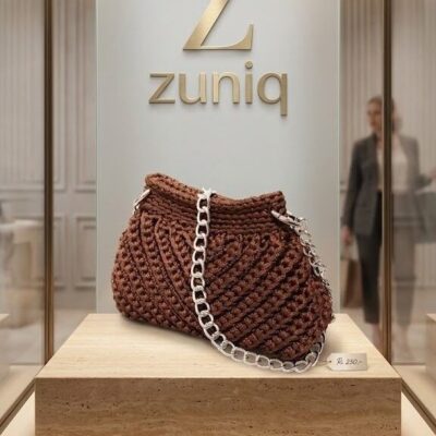 Bolsa de Crochê ZuniQ La Bella com Alça de Corrente Prata - Marron
