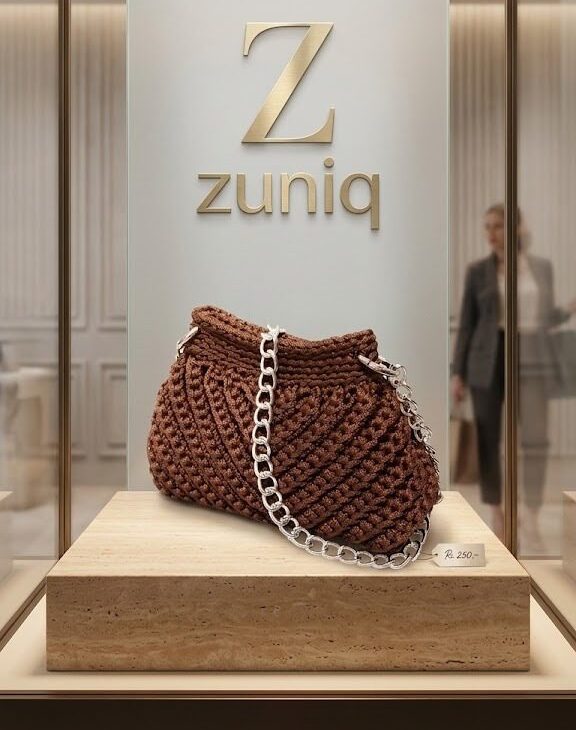Bolsa de Crochê ZuniQ La Bella com Alça de Corrente Prata - Marron