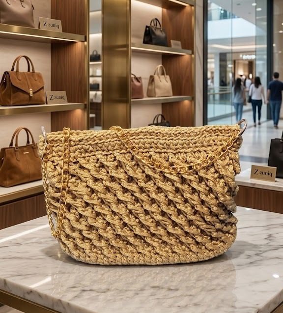 Bolsa de Crochê ZuniQ Solares com Alça de Corrente Dourada