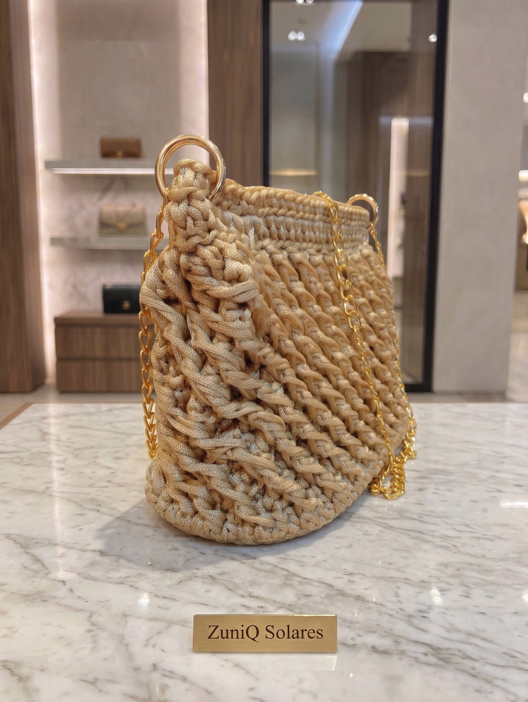 Bolsa de Crochê ZuniQ Solares com Alça de Corrente Dourada - Imagem 2