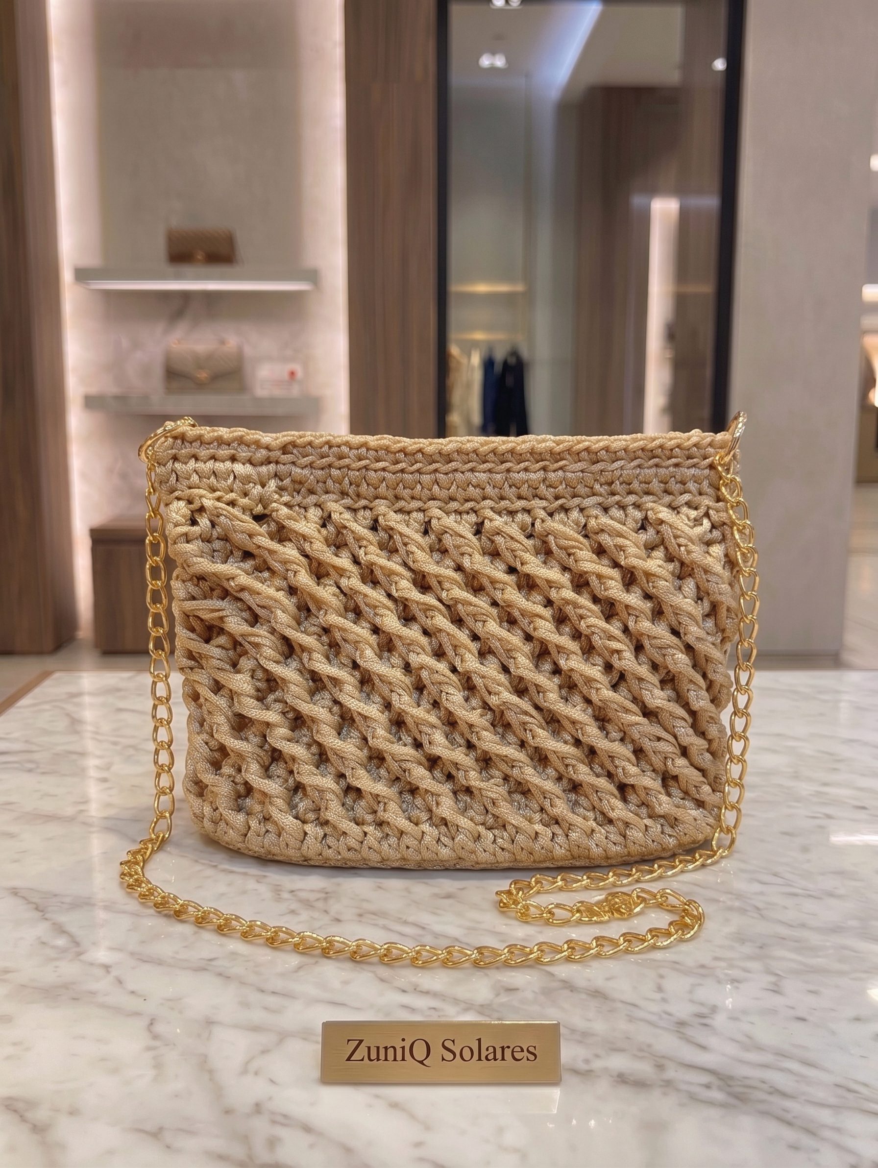 Bolsa de Crochê ZuniQ Solares com Alça de Corrente Dourada - Imagem 3