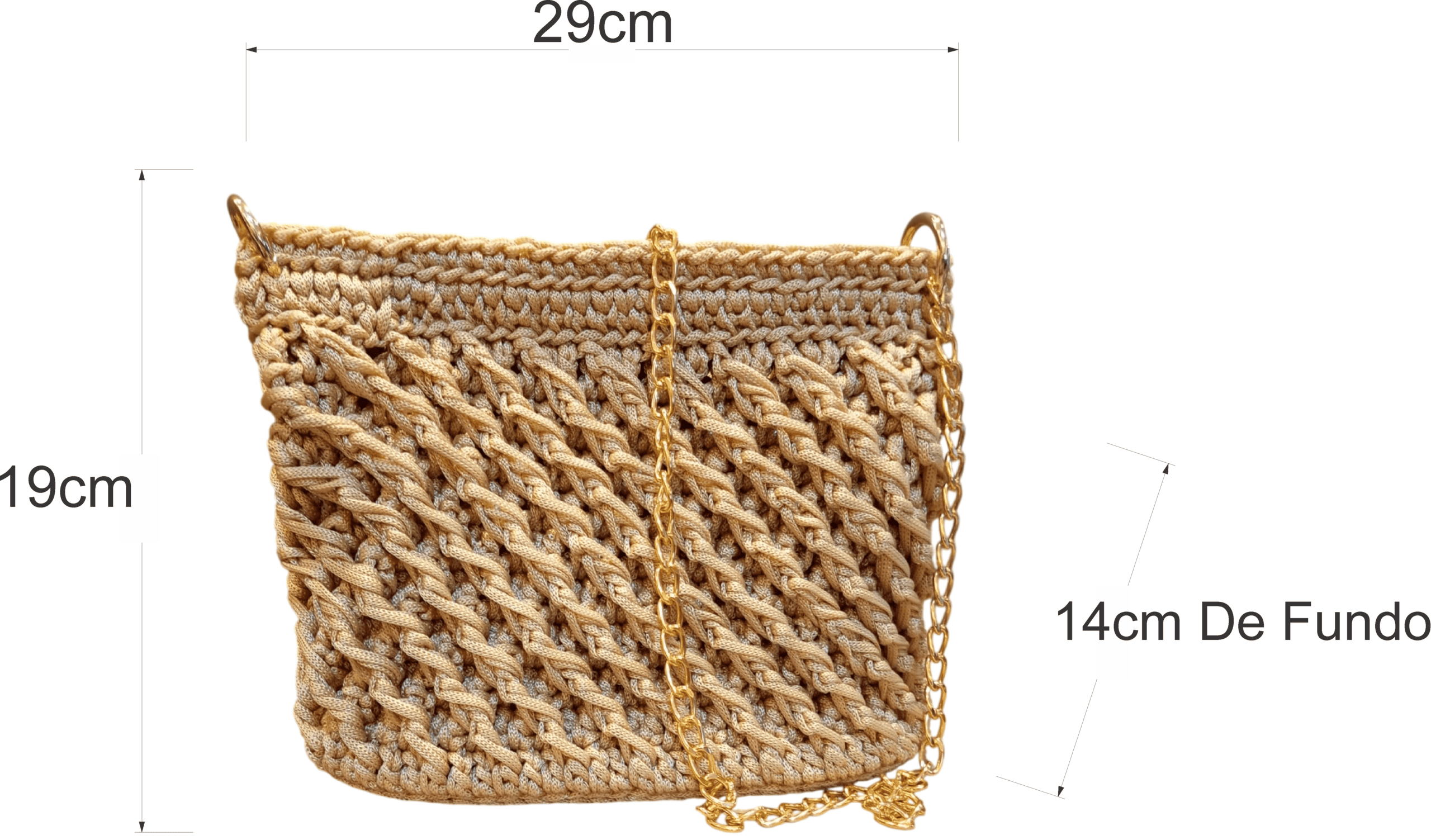 Bolsa de Crochê ZuniQ Solares com Alça de Corrente Dourada - Imagem 5