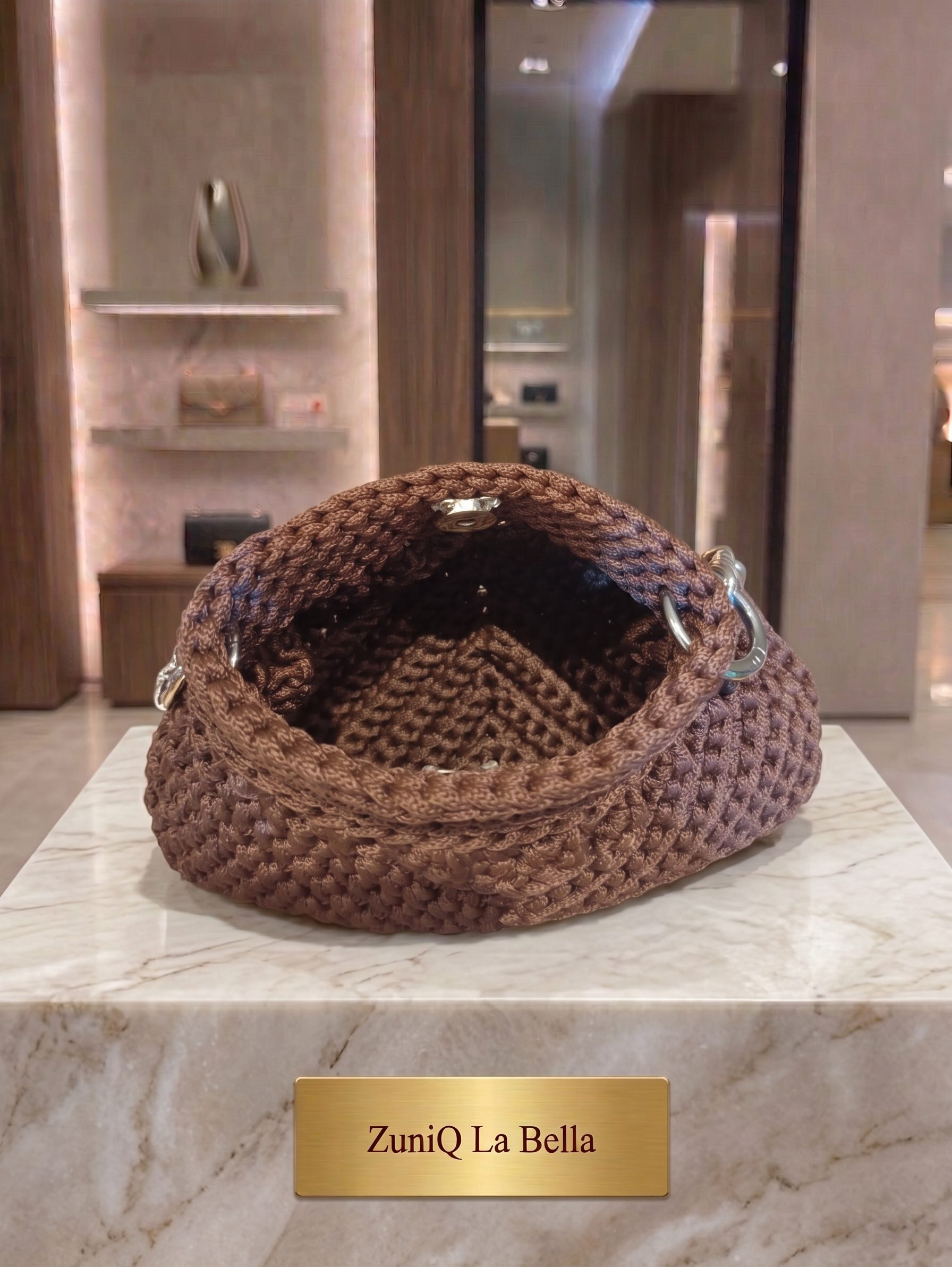 Bolsa de Crochê ZuniQ La Bella com Alça de Corrente Prata - Marron - Imagem 4