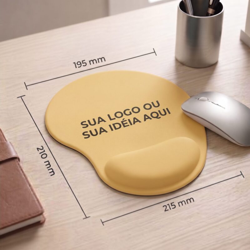 Mouse Pad Ergonômico Amarelo Zuniq | Descanço de punho em espuma