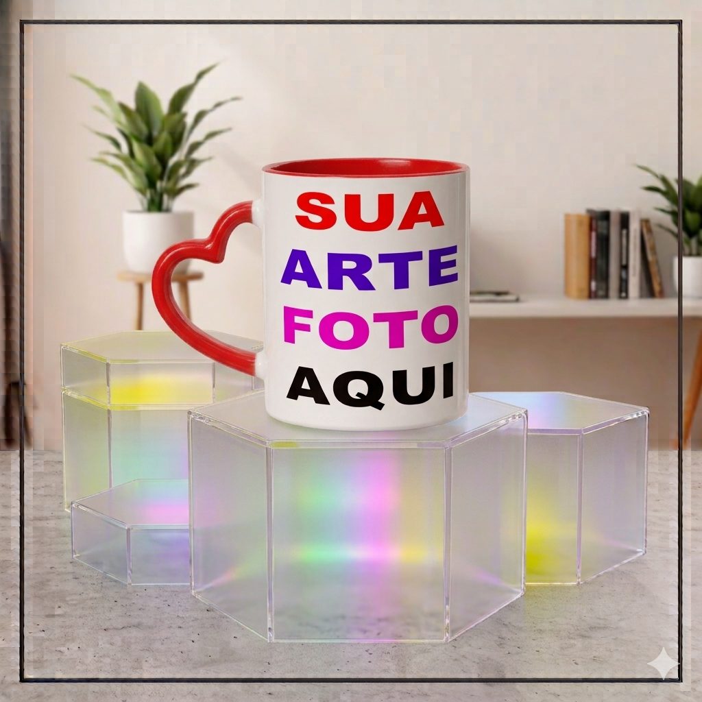 Caneca de Porcelana Personalizavel-Coloridas-Alça Coração 325ml | ZuniQ - Imagem 3