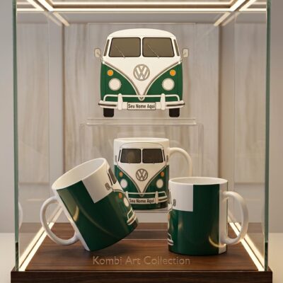 caneca orcelana kombi verde